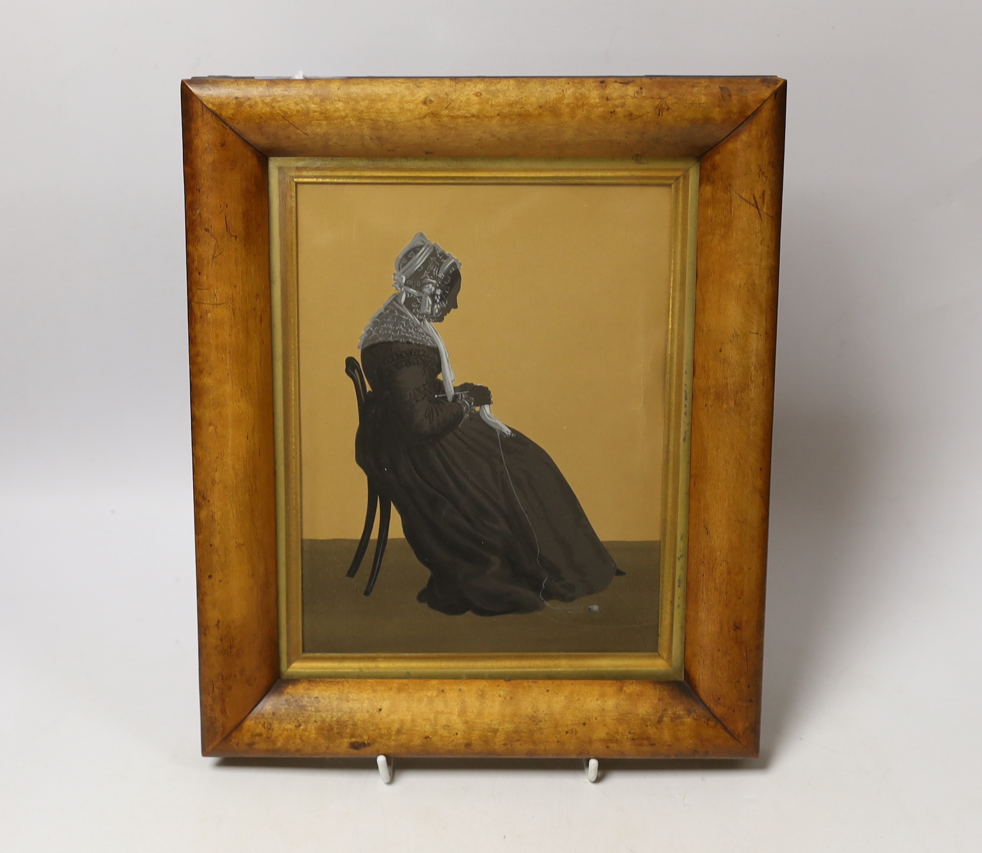 A maple framed 19th century silhouette